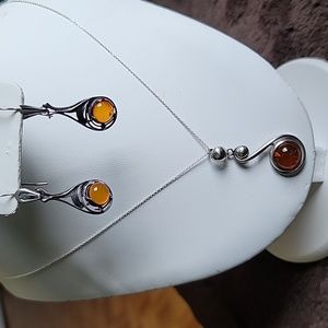 Amber Earring and Necklace Set